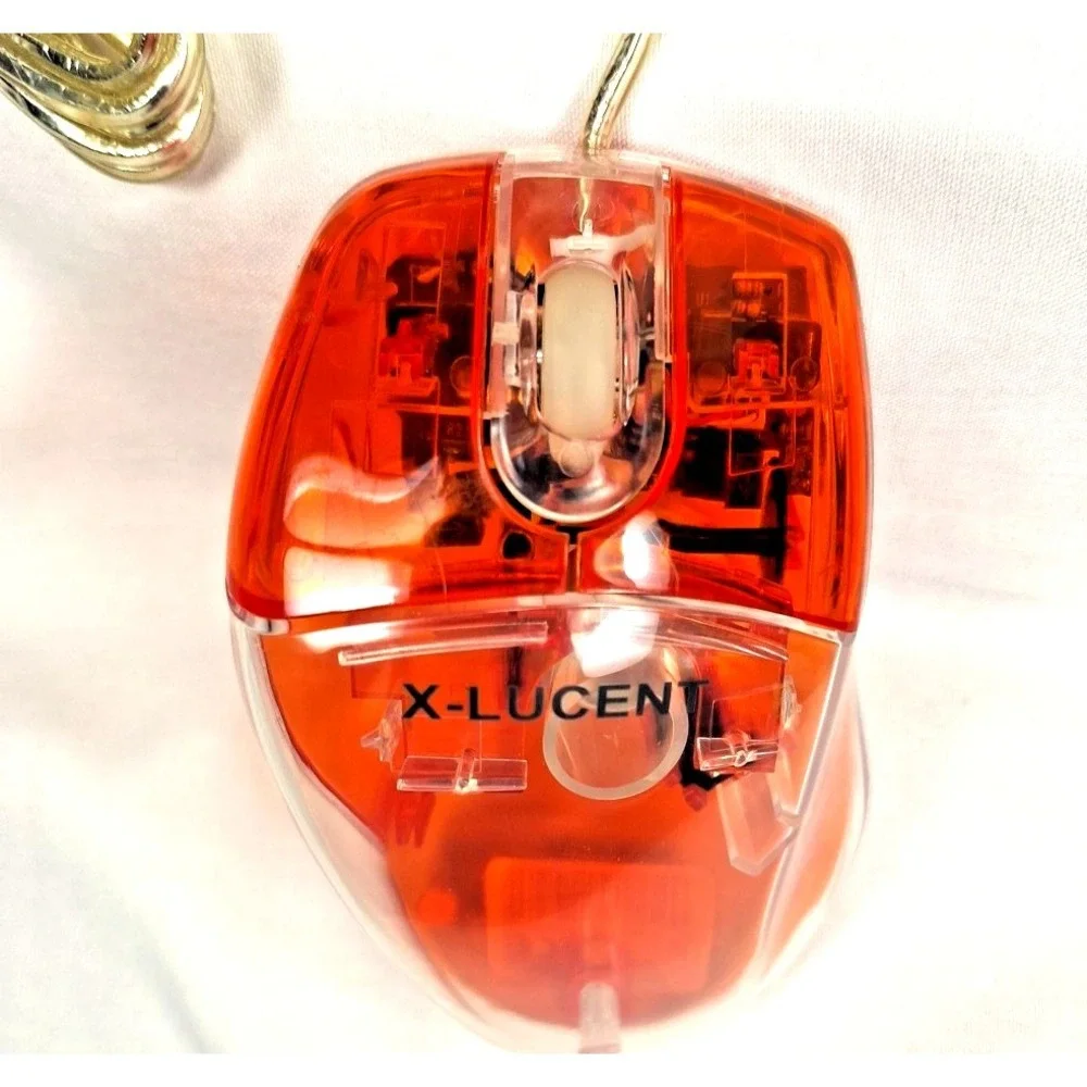Vintage‎ Orange Transparent Mouse New in Box NOS Y2K HM-303P 700 DPI Scroll PS/2